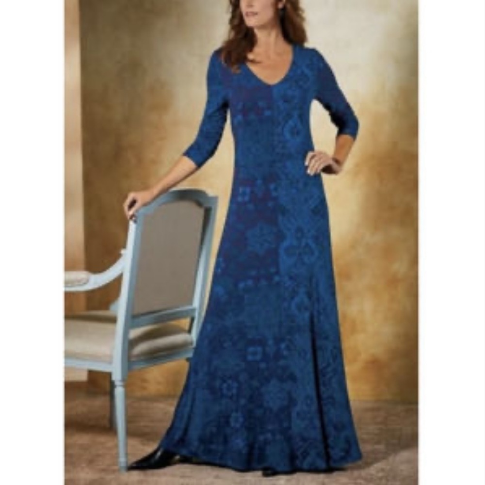 Soft Surroundings Santiago Blue Maxi Dress